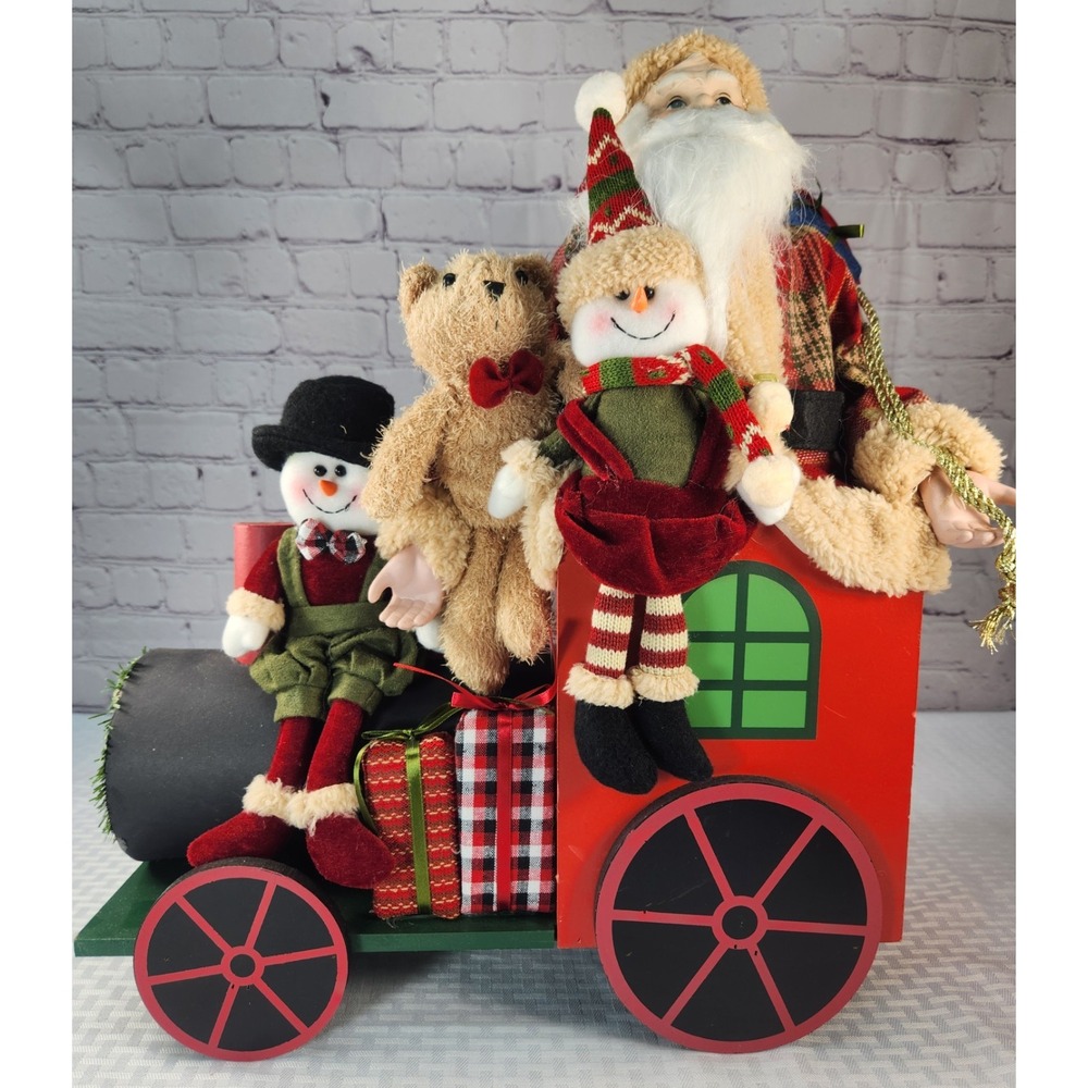 New! 2015 Santa In Train Engine W/ Toys Teddy Bear Snowman Large Vintage